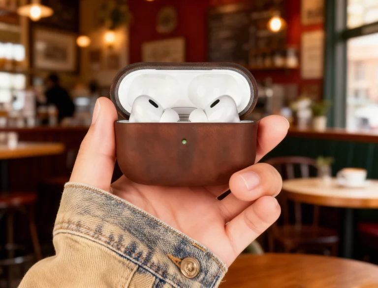 retro leather airpods case