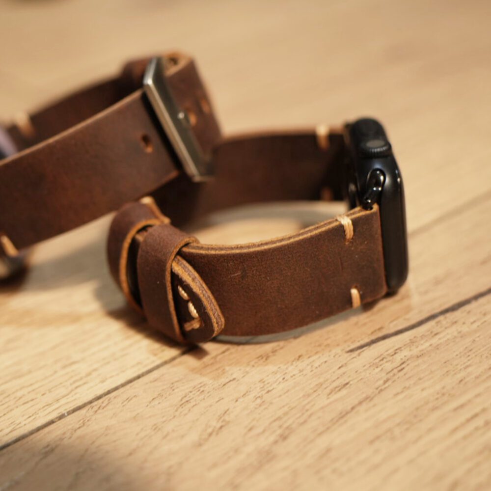 Personalized Handmade Leather Apple Watch Strap - Image 3
